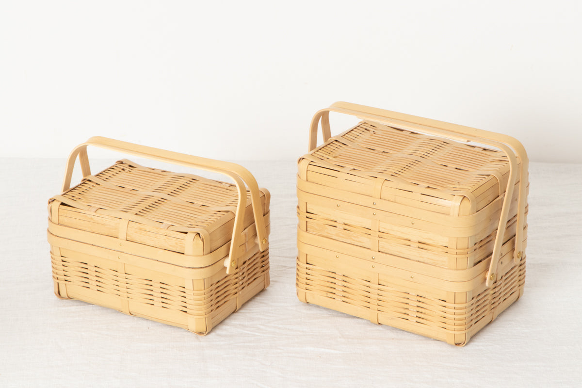 Clear Lunch Bags Wooden Baskets with Handles Bento Lunch Box