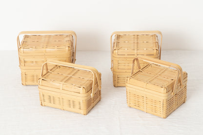 Small Lunch Box with handle 4 types / White bamboo / Kagoshima-JPN 211201