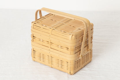 Small Lunch Box with handle 4 types / White bamboo / Kagoshima-JPN 211201
