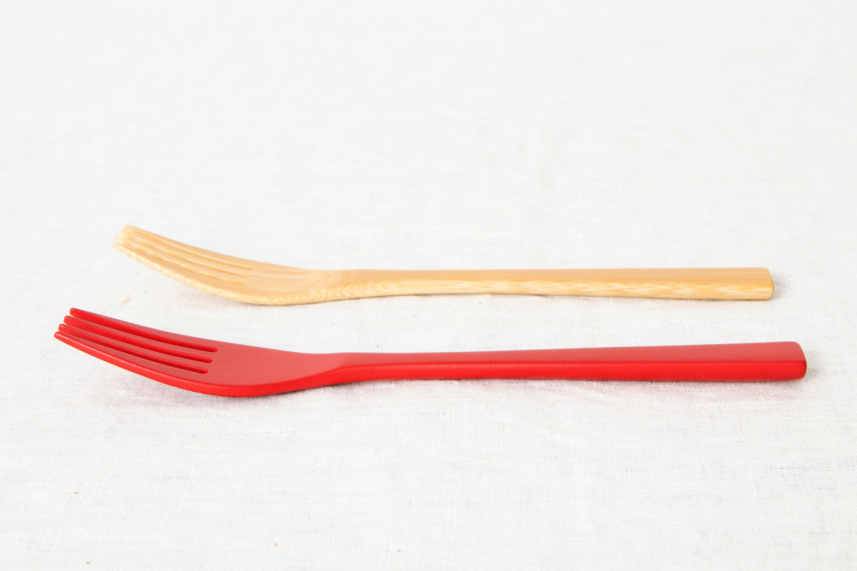 Pasta Fork [ Natural, Red ] / Mōsō bamboo / Ōita-JPN 211111