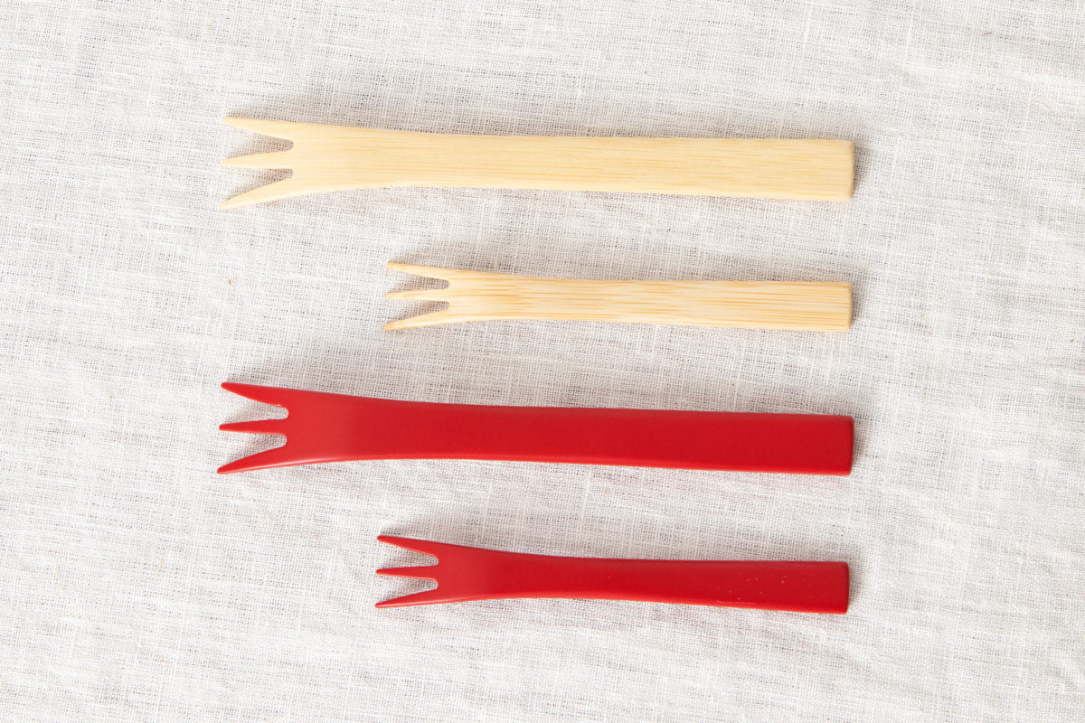 Dessert Fork S, L [ Natural, Red ] / Mōsō bamboo / Ōita-JPN 211110