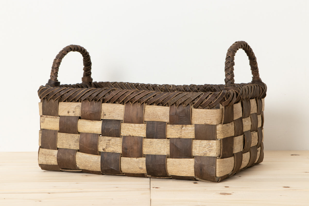 Storage basket L (dark check) / Walnut / Iwate-JPN 1510597-2