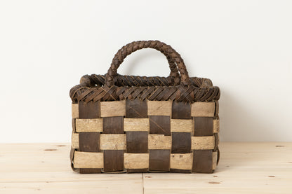 Storage basket L (dark check) / Walnut / Iwate-JPN 1510597-2