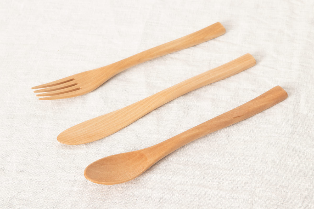 Dinner Fork, Knife, Spoon 21cm(8.27") / Japanese cherry birch / Ōita-JPN 211152