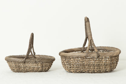 Oval basket with handle S, L / Gray Akebi vine / Nagano-JPN 311241