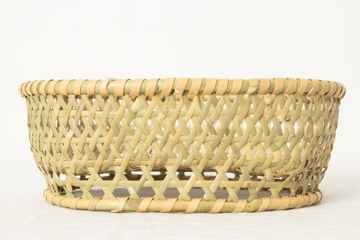 Oval cup basket (shallow) / Nemagari bamboo /JPN-1basketry