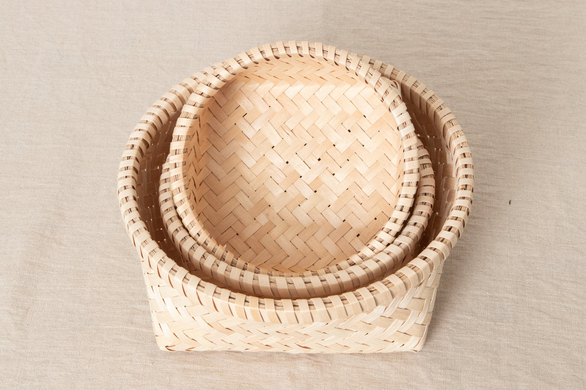 Round basket S, M, L  / Itaya maple / Akita-JPN 720904