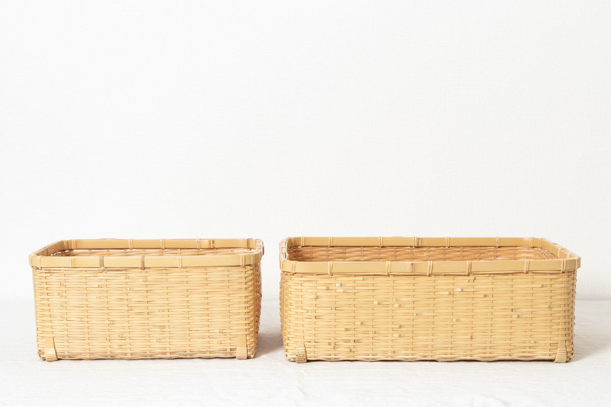 Organizing basket -deep- S,L / White bamboo / Ōita-JPN 850408