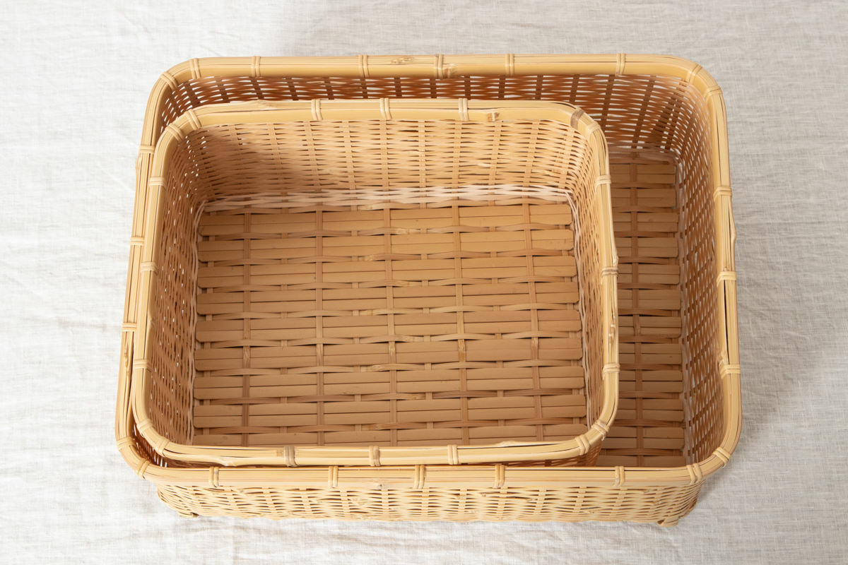 Organizing basket -deep- S,L / White bamboo / Ōita-JPN 850408