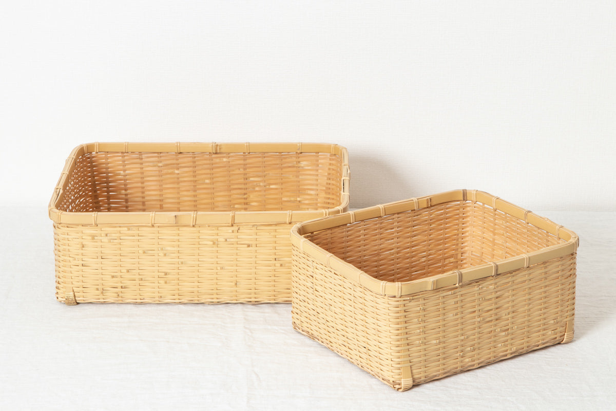 Organizing basket -deep- S,L / White bamboo / Ōita-JPN 850408