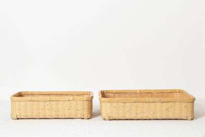 Organizing basket -shallow- S,L / White bamboo / Ōita-JPN 850407