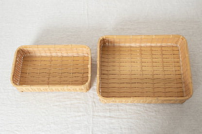 Organizing basket -shallow- S,L / White bamboo / Ōita-JPN 850407