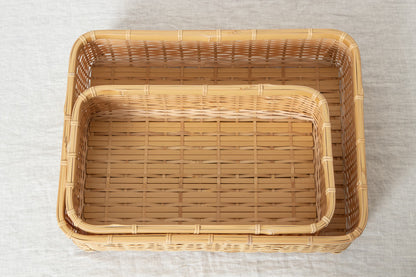 Organizing basket -shallow- S,L / White bamboo / Ōita-JPN 850407