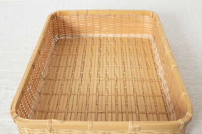 Organizing basket -shallow- S,L / White bamboo / Ōita-JPN 850407