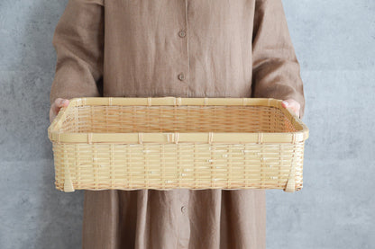 Organizing basket -shallow- S,L / White bamboo / Ōita-JPN 850407