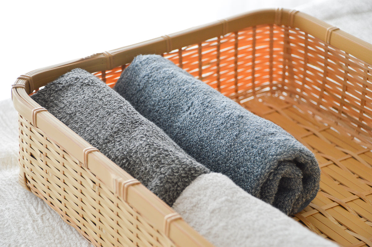 Organizing basket -shallow- S,L / White bamboo / Ōita-JPN 850407