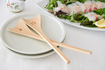 Salad Server "Ginkgo leaf" [ Natural, Red ] / Mōsō bamboo / Ōita-JPN 211101