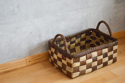 Storage basket L (dark check) / Walnut / Iwate-JPN 1510597-2