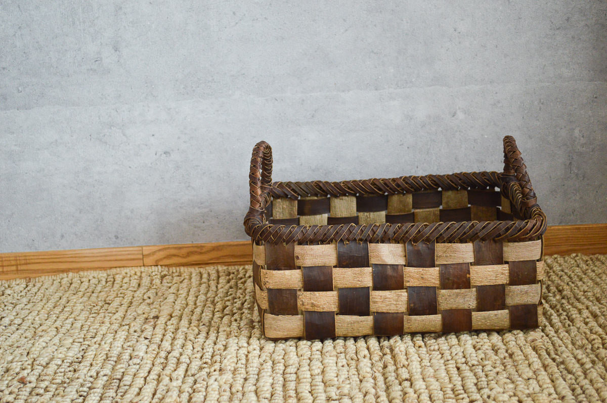 Storage basket L (dark check) / Walnut / Iwate-JPN 1510597-2