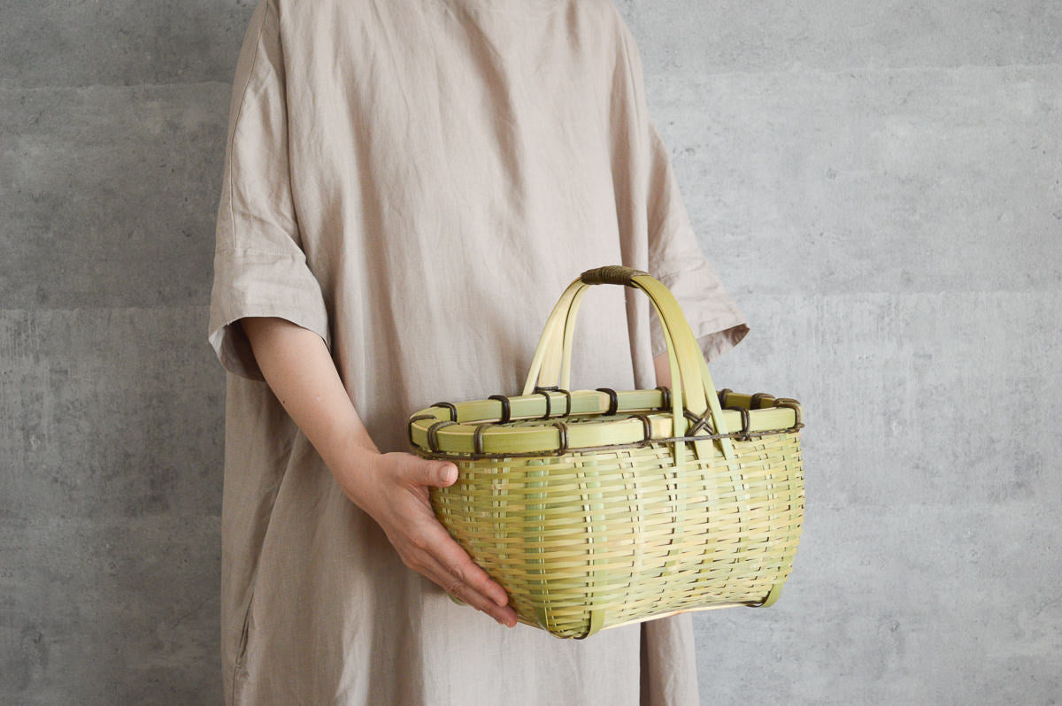Rounded basket with handle S,L / Madake bamboo / Ōita-JPN 220604